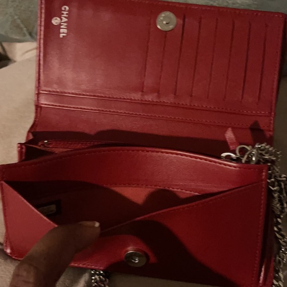 Authentic Chanel red WOC after market chain added - Picture 8 of 11